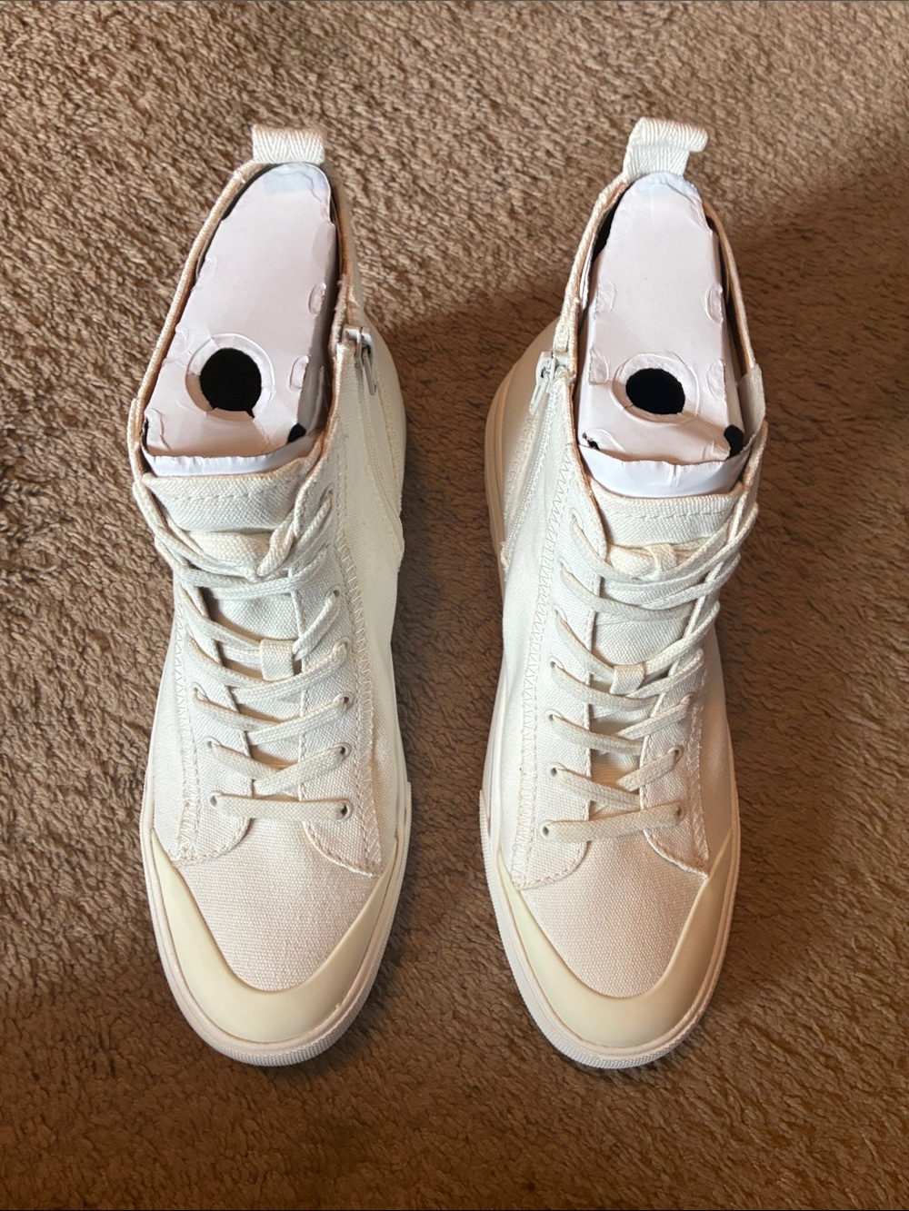 Lucky Brand White Salt Washed Canvas Women's High-Top Lace Sneakers